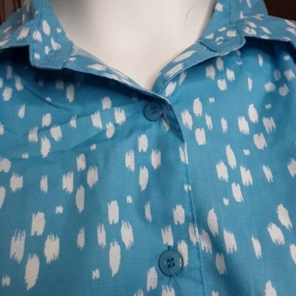 Roaman's Button Down Blue Top Shirt Plus size 1X - Picture 5 of 11